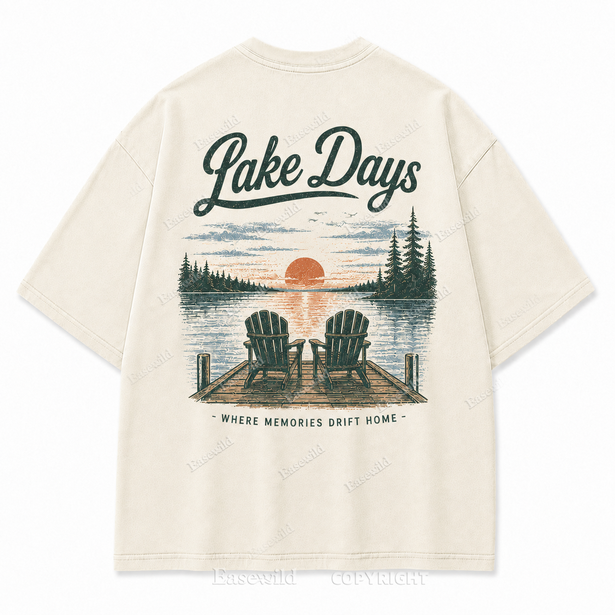 Where Lake Days Drift into Memories Outdoor Graphic Tee