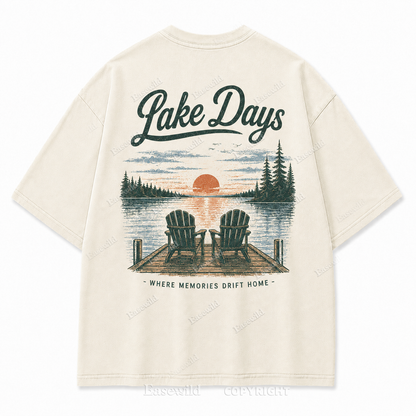Where Lake Days Drift into Memories Outdoor Graphic Tee