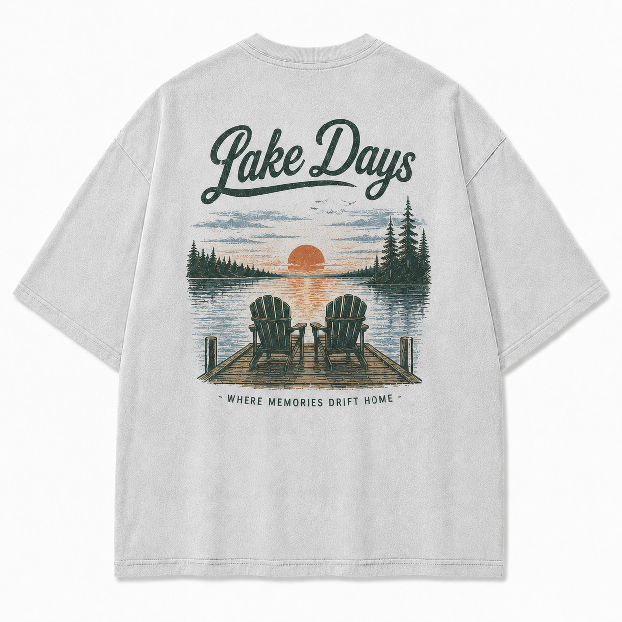 Where Lake Days Drift into Memories Outdoor Graphic Tee