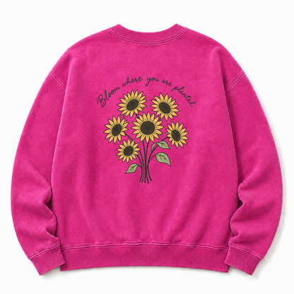 Bloom Where You Are Planted Washed Graphic Sweatshirt