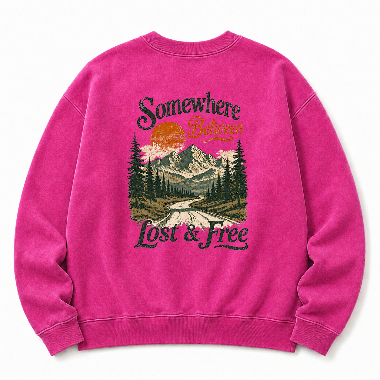Somewhere Between Lost & Free Washed Back Graphic Sweatshirt