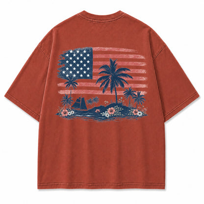 Coastal Liberty Palm Flag Graphic T-Shirt