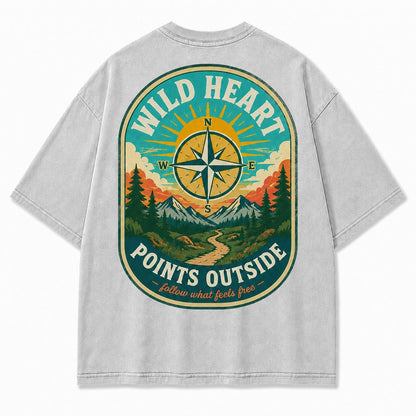 Wild Heart Points Outside Washed T-Shirt