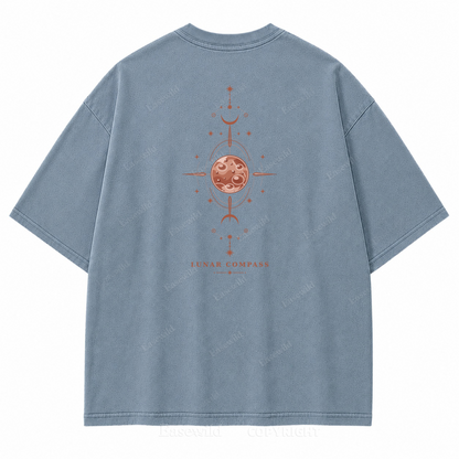Lunar Compass Washed Back Print Tee