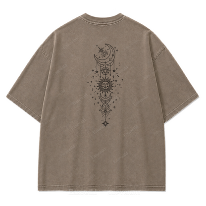 Himmlische Harmonie Sonne Mond Washed Print T-Shirt