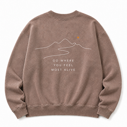 Go Where You Feel Most Alive Washed Graphic Sweatshirt