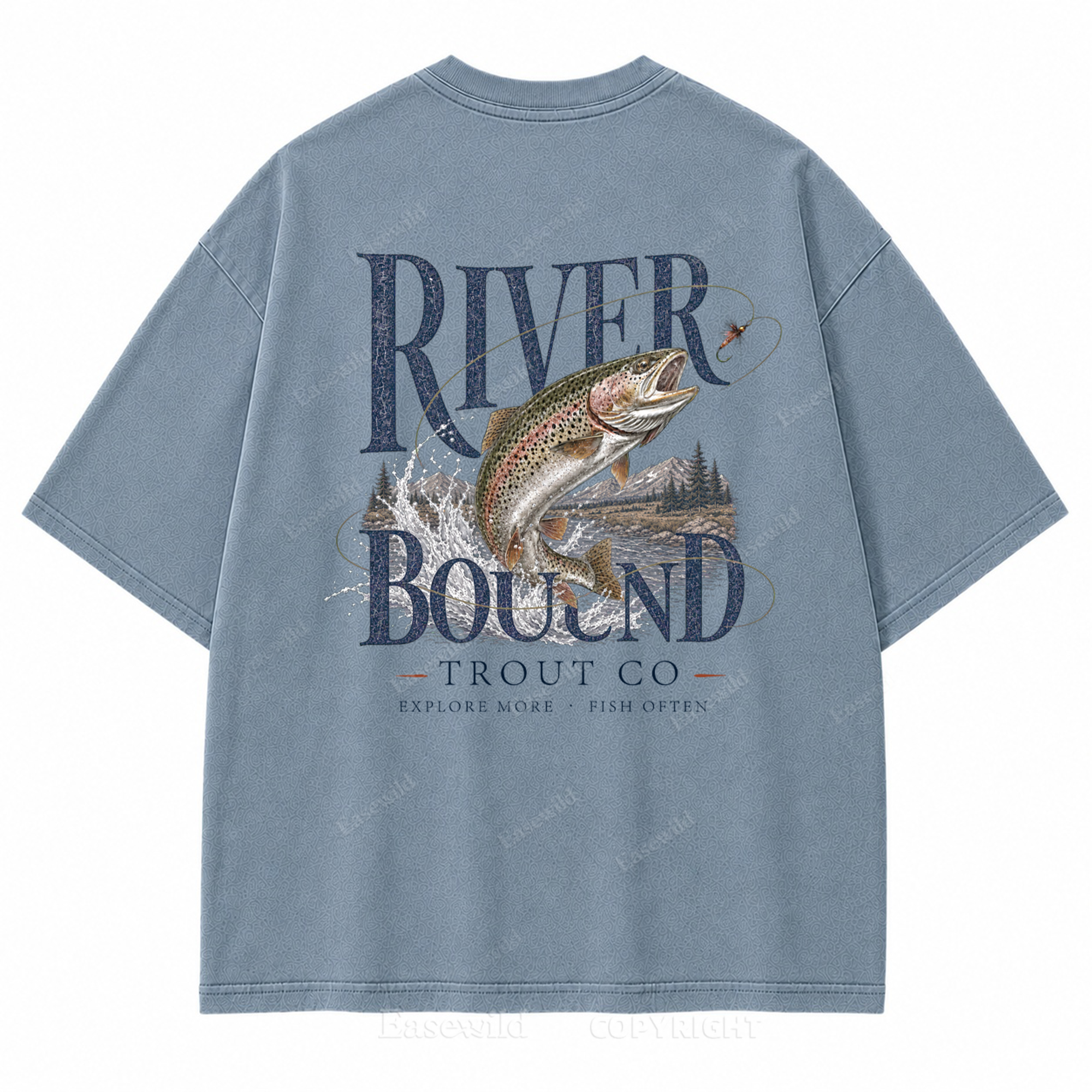 River Bound Trout Fishing Graphic T-Shirt