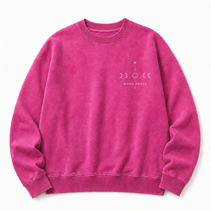 Moon Phase Celestial Washed Graphic Sweatshirt