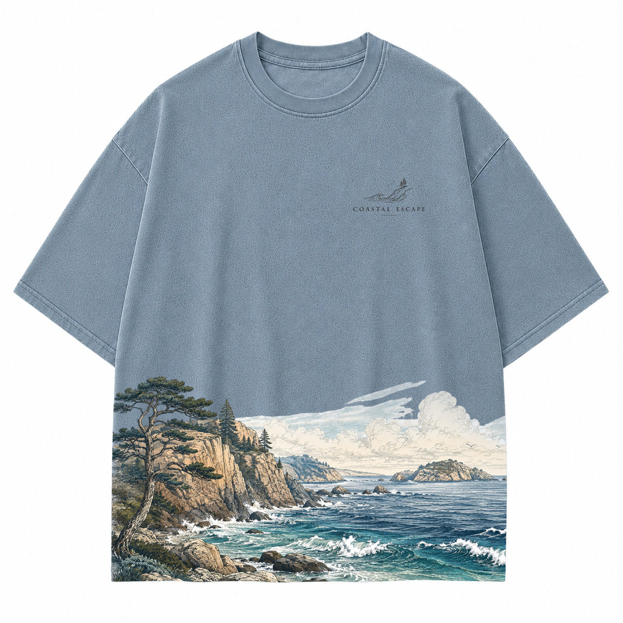 Pacific Bluff Coastal Landscape Graphic T-Shirt