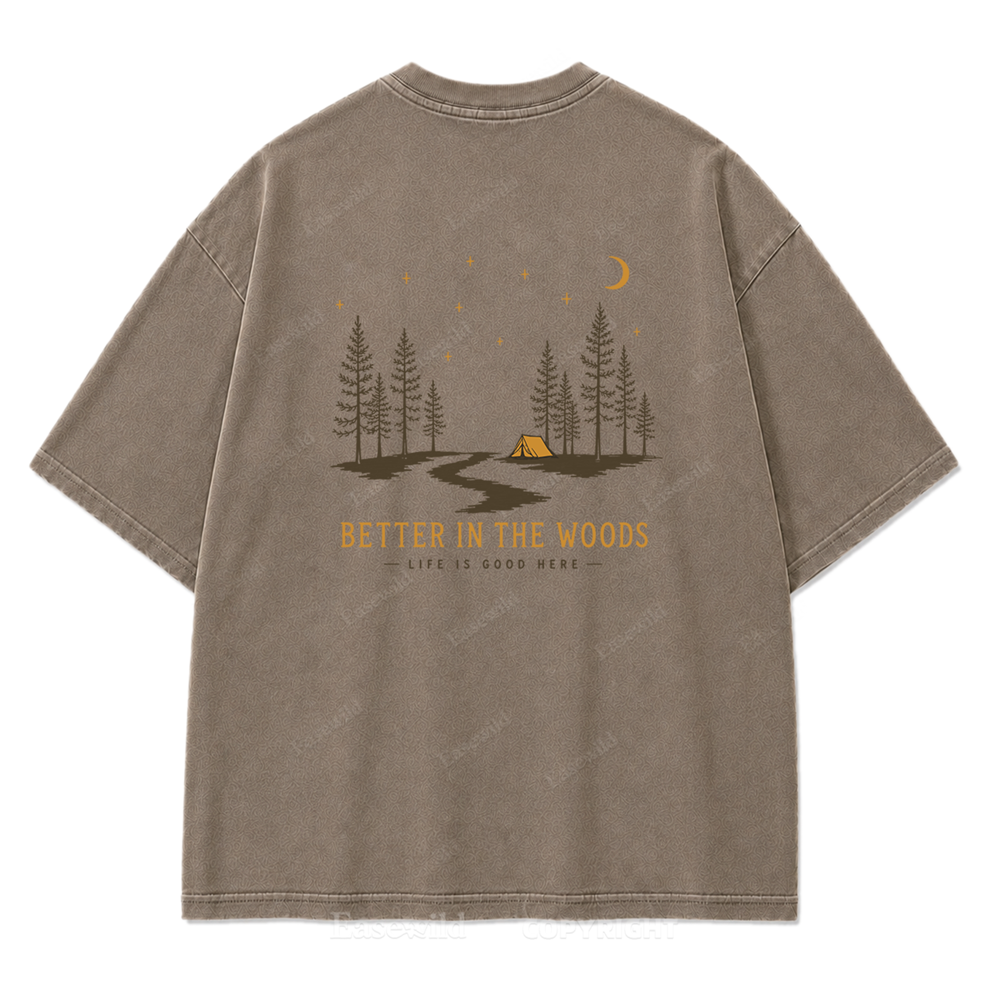 Better in the Woods Camping Washed Print Tee
