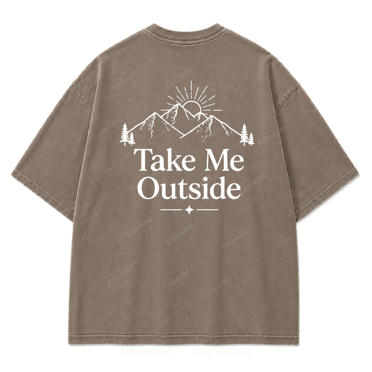 Take Me Outside Minimalist Mountain Washed Print Tee
