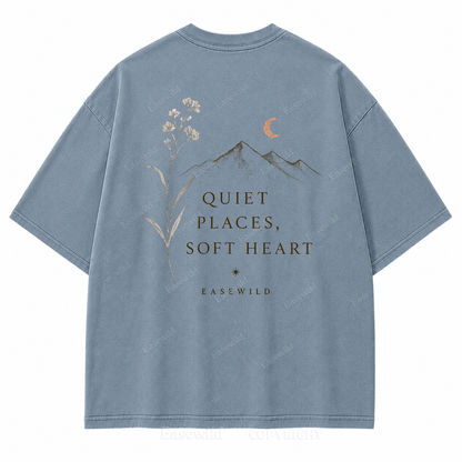 Quiet Places, Soft Heart Washed Back Print Tee