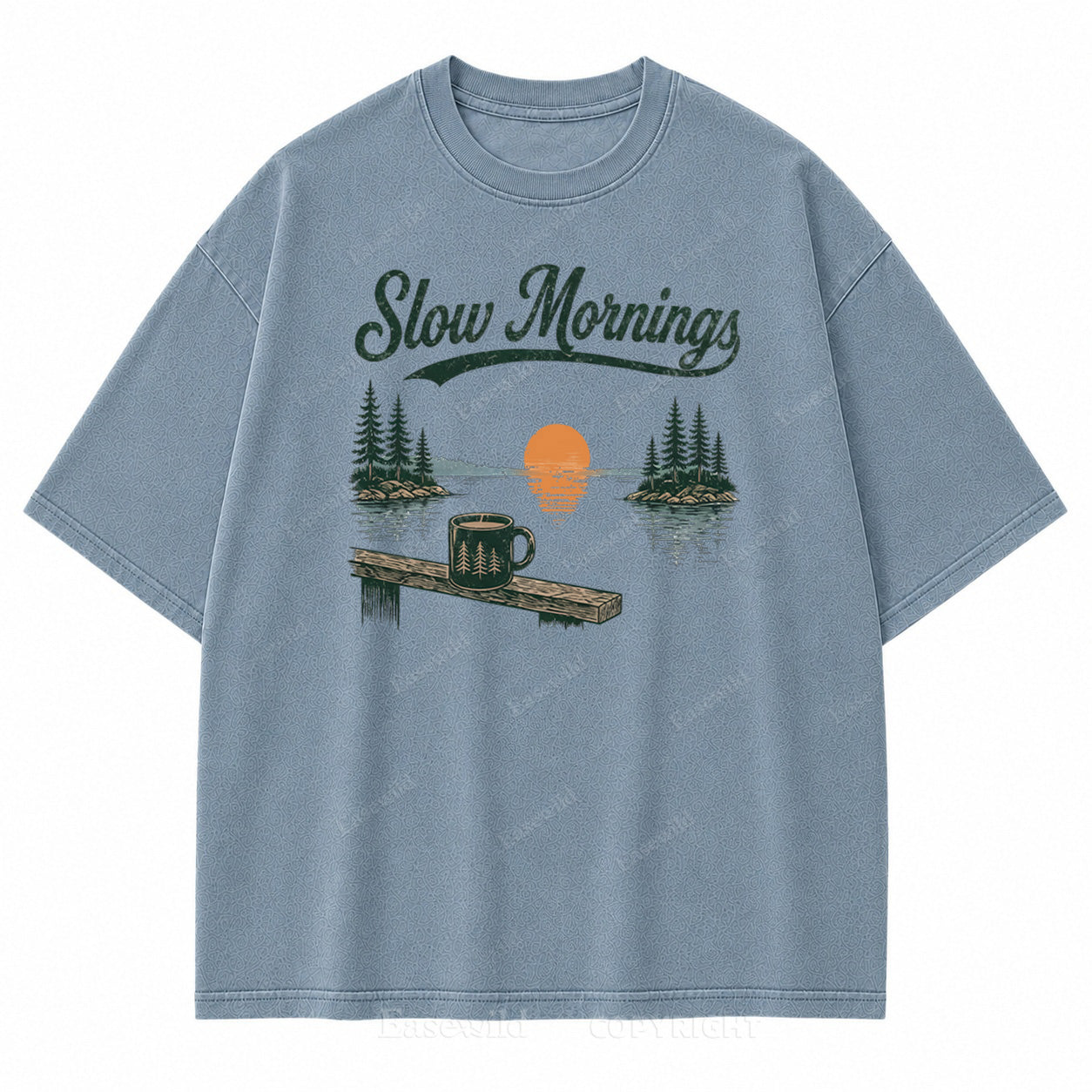 Slow Mornings Lake Coffee Washed Print Tee