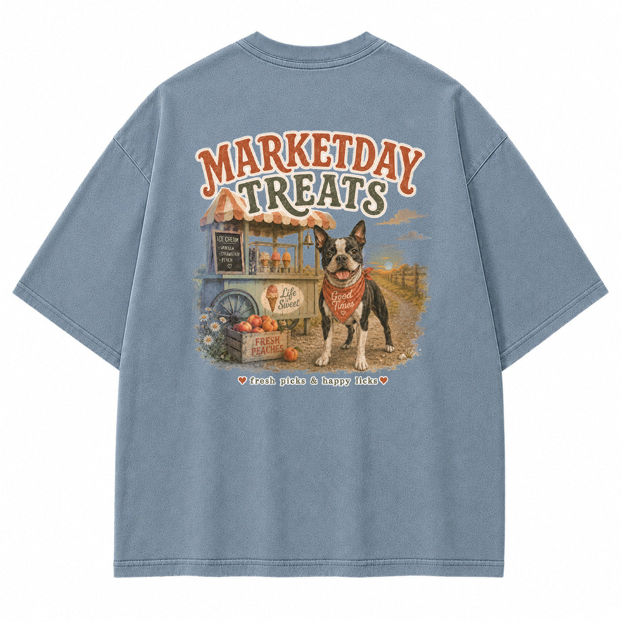 Marketday Treats Boston Terrier Graphic T-Shirt