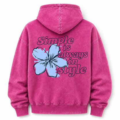 Simple Is Always In Style Floral Washed Graphic Hoodie