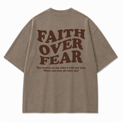 Faith Over Fear Oversized Christian Graphic Tee