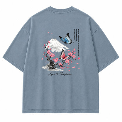 Fuji Blossom Butterfly Graphic T-Shirt