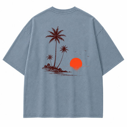 Sunset Shore Palm Island Graphic T-Shirt