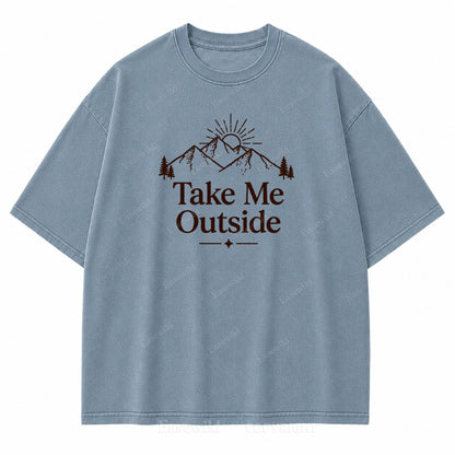 Take Me Outside Mountain Sunrise Washed Print Tee