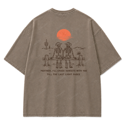 Cowboy-Skelett Used-Look T-Shirt