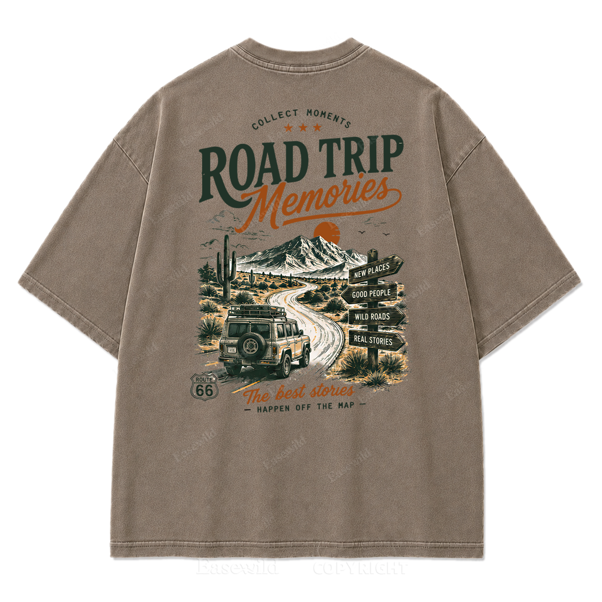 Desert Route Road Trip Washed Print Tee