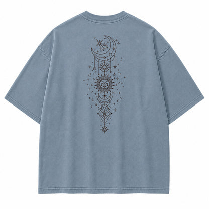 Celestial Harmony Sun Moon Graphic T-Shirt