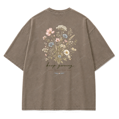 Keep Growing Floral Washed Print Tee