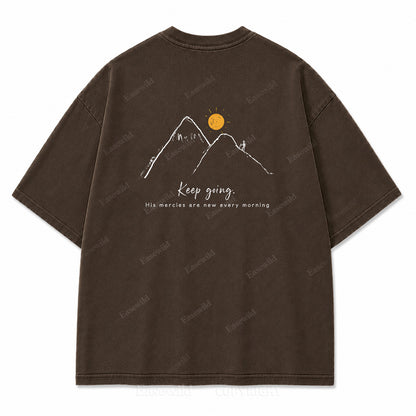 Keep Going Mountain Washed Back Print Tee