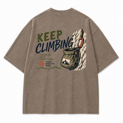 Keep Climbing Rock Climbing Washed Graphic Tee