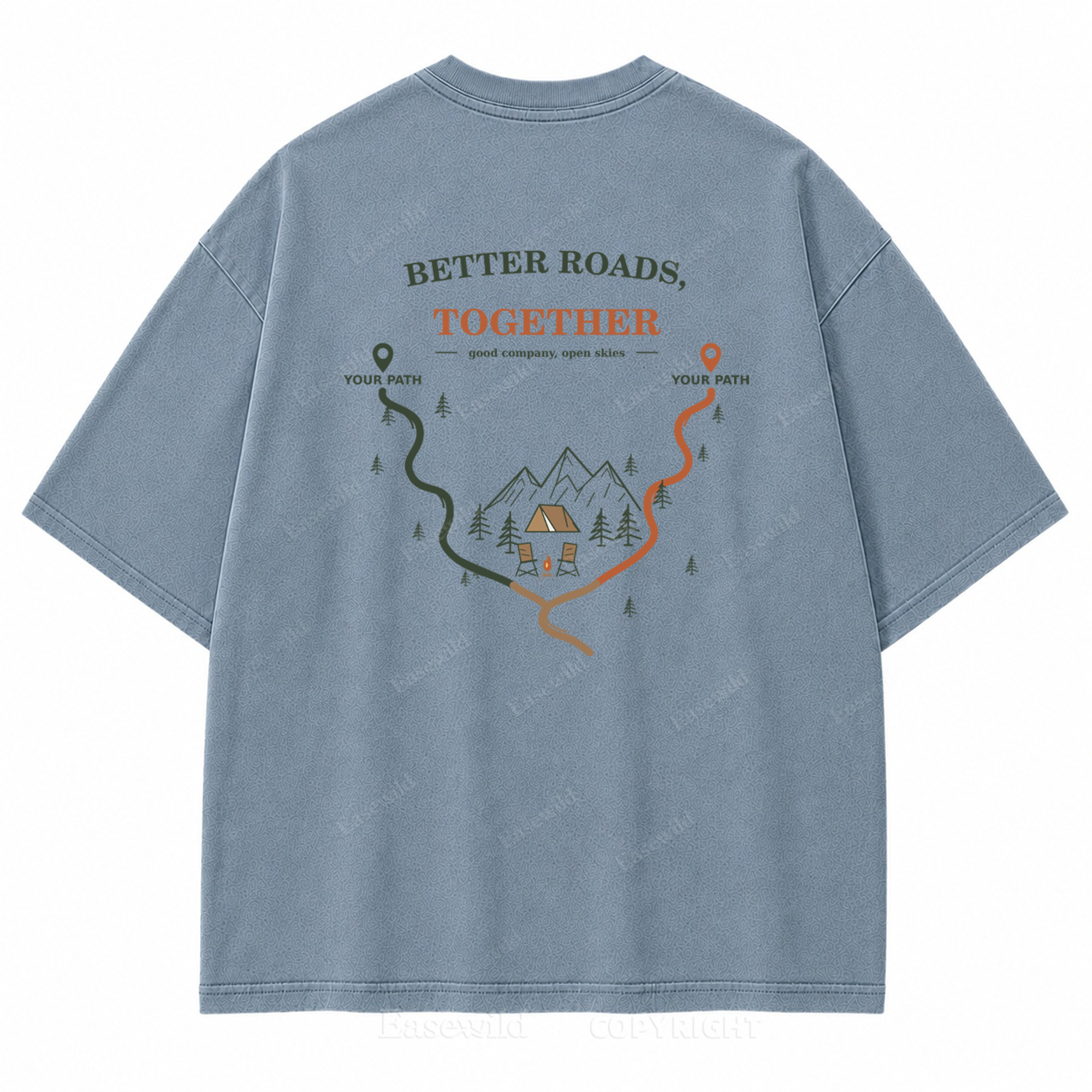 Better Roads Together Washed Back Print Tee