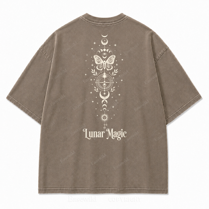 Lunar Magic Celestial Moth Moon‑Phase Graphic Print Tee