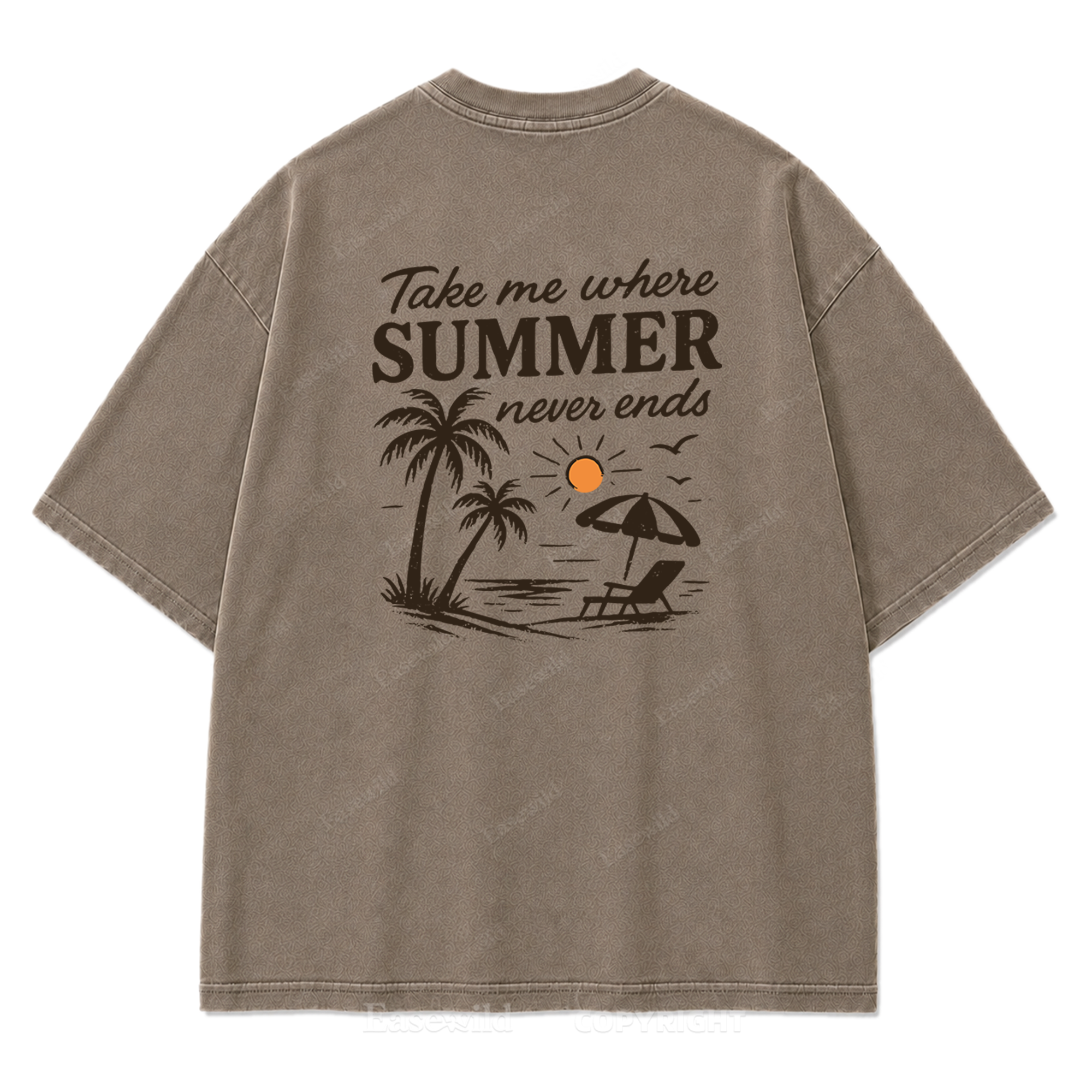 Summer Never Ends T-Shirt mit Strand-Print-Waschung