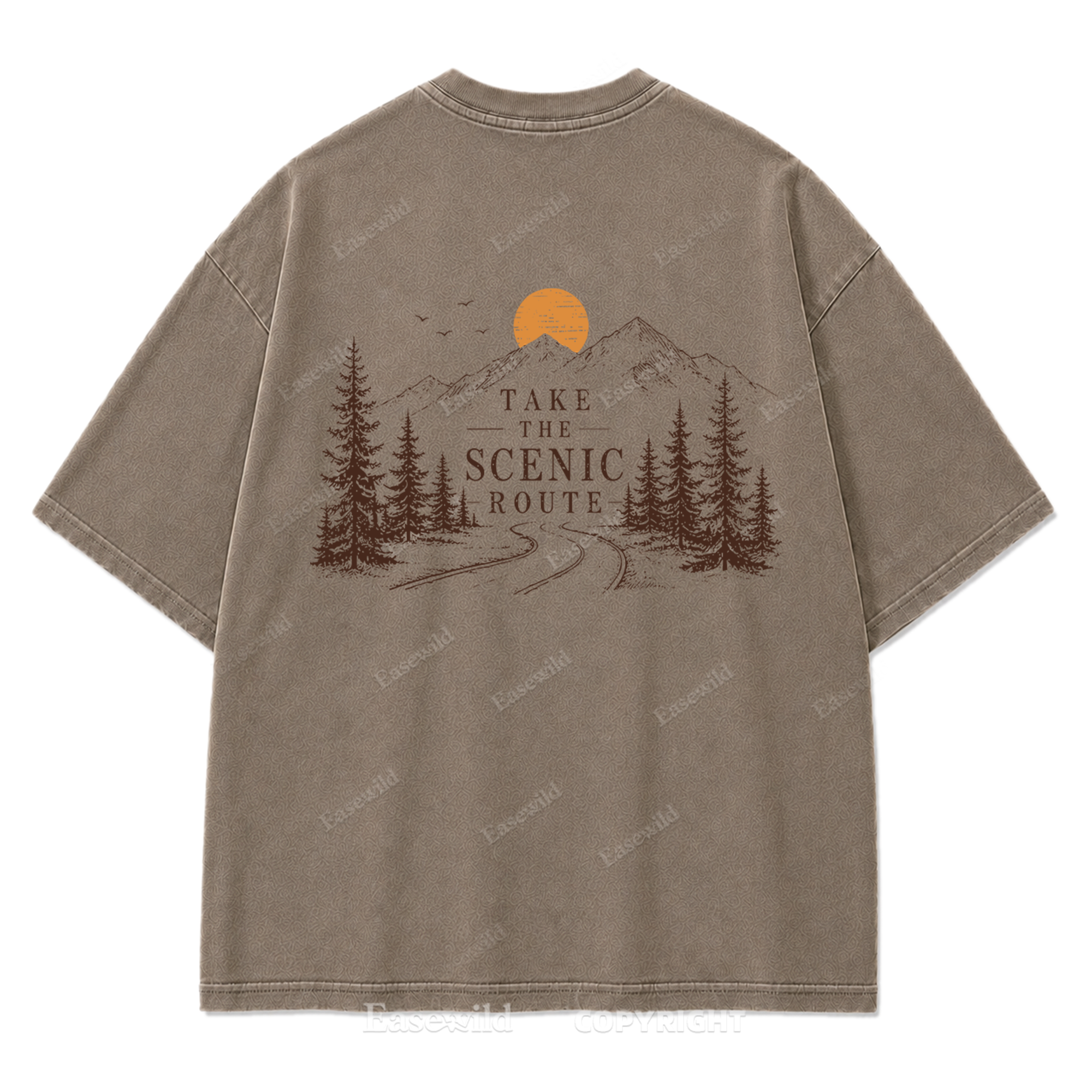 Take The Scenic Route Minimal Washed Print Tee