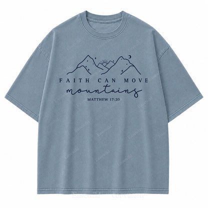Faith Can Move Mountains Vintage Washed Print Tee