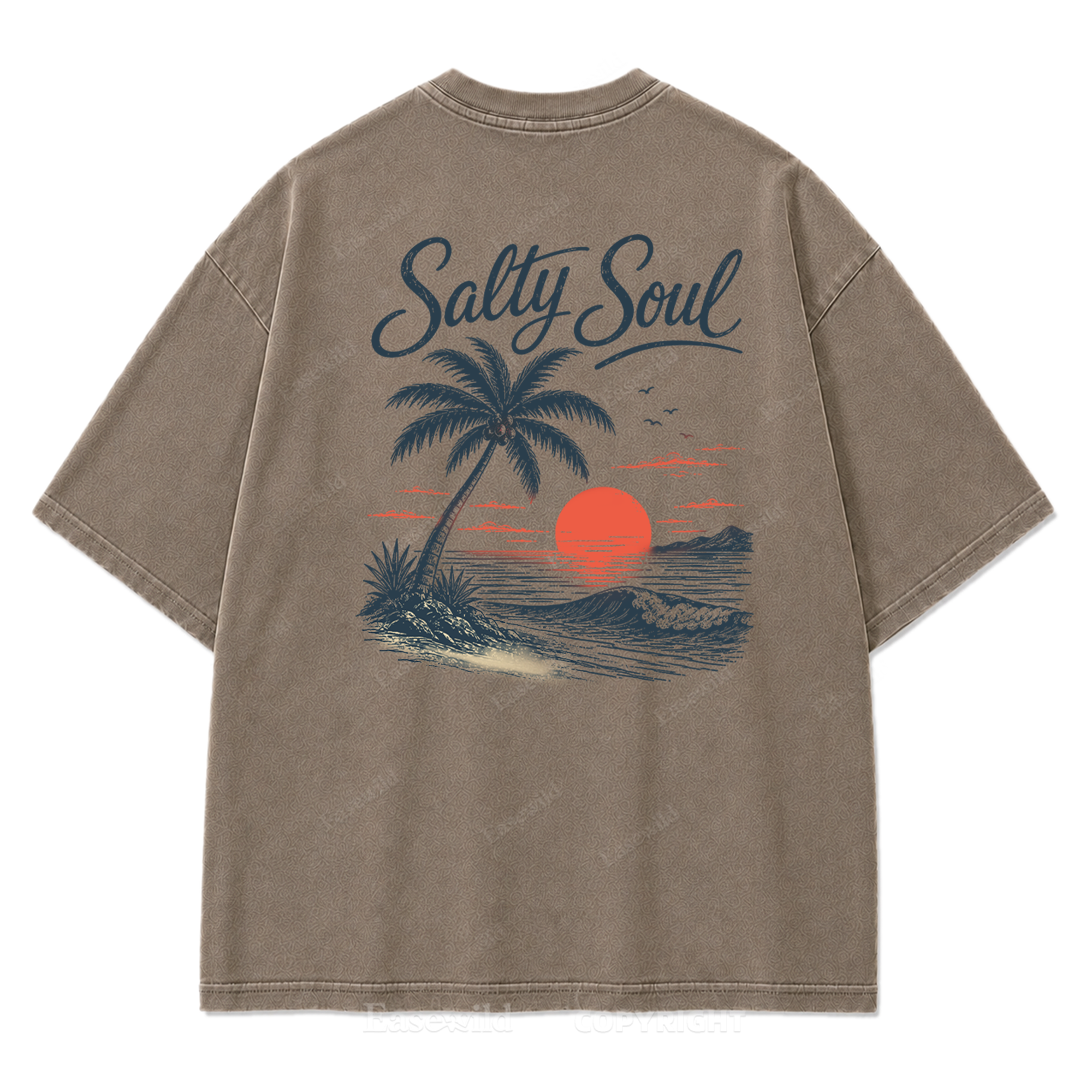 Salty Soul T-Shirt mit Küsten-Print im Used-Look