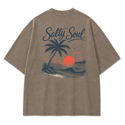 Salty Soul T-Shirt mit Küsten-Print im Used-Look