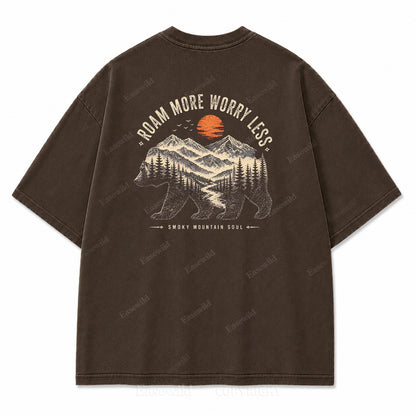 Roam More Worry Less Washed Back Print Tee