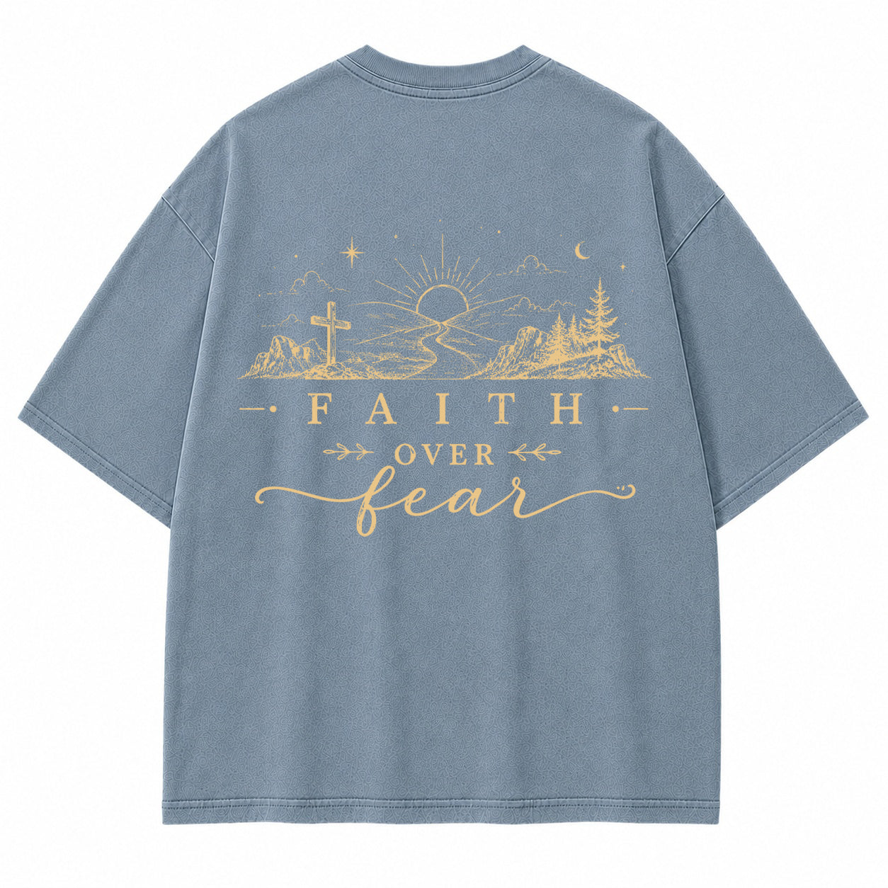 Faith Over Fear Washed Back Print Tee