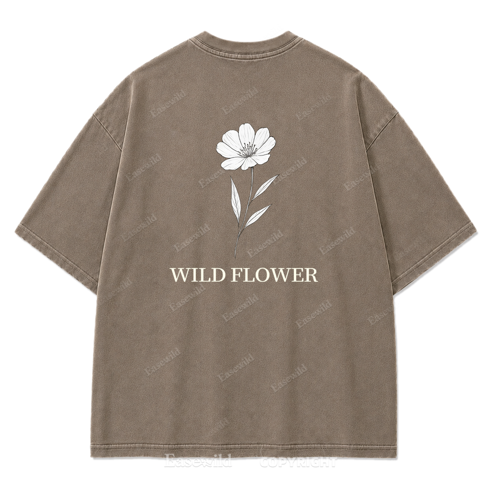 Wild Flower Line Art Washed Print Tee