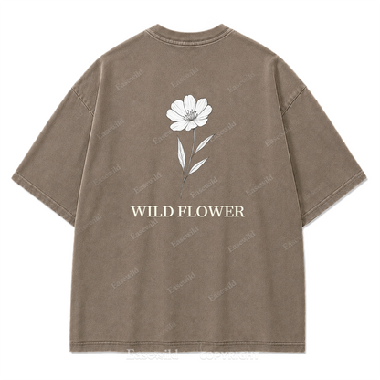 Wild Flower Line Art Washed Print Tee