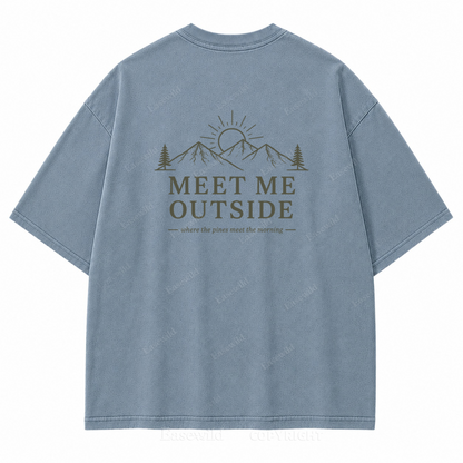 Meet Me Outside Sunrise Washed Back Print Tee