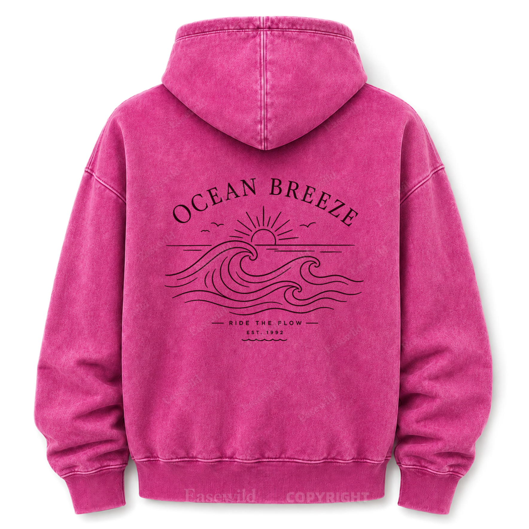 Ocean Breeze Wave Washed Graphic Hoodie