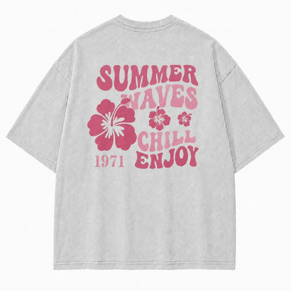 Summer Waves Chill Enjoy Washed Tee