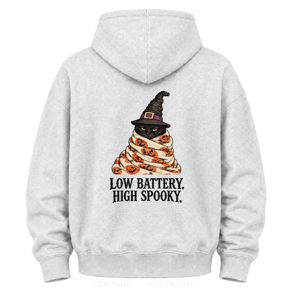 Low Battery High Spooky Black Cat Halloween Graphic Hoodie
