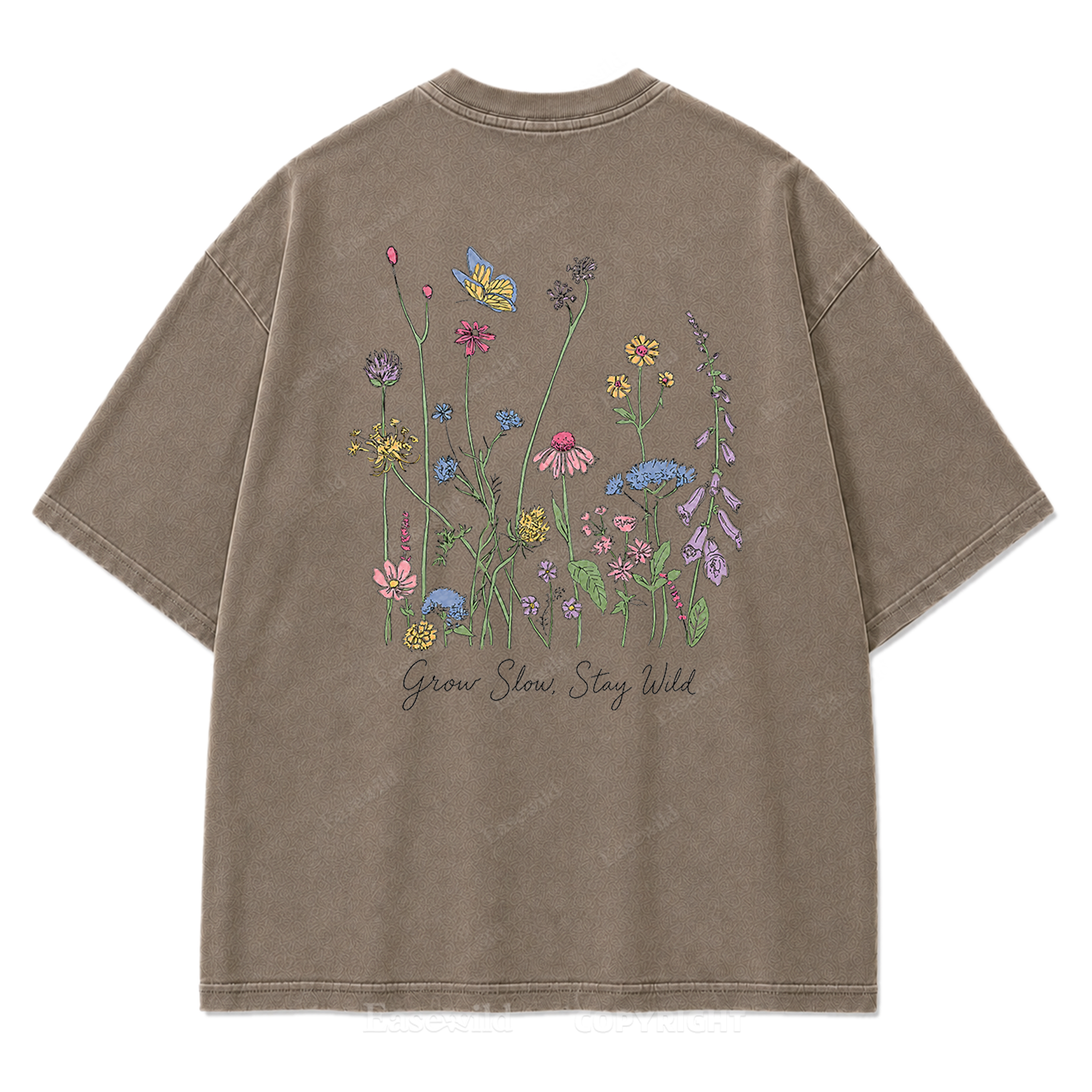 Grow Slow Stay Wild Wildflower Washed Print Tee