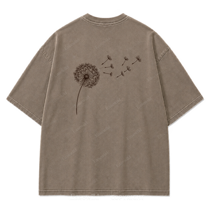 Drifting Wishes Dandelion Washed Print Tee