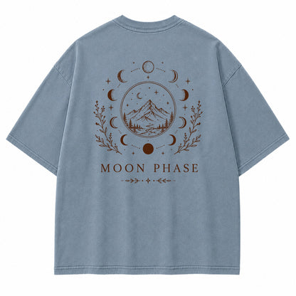 Moon Phase Mountain Graphic T-Shirt