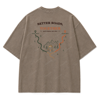 Better Roads Together Washed Print Tee