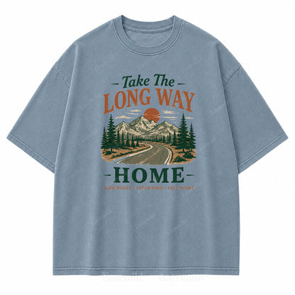 Take the Long Way Home Washed Print Tee