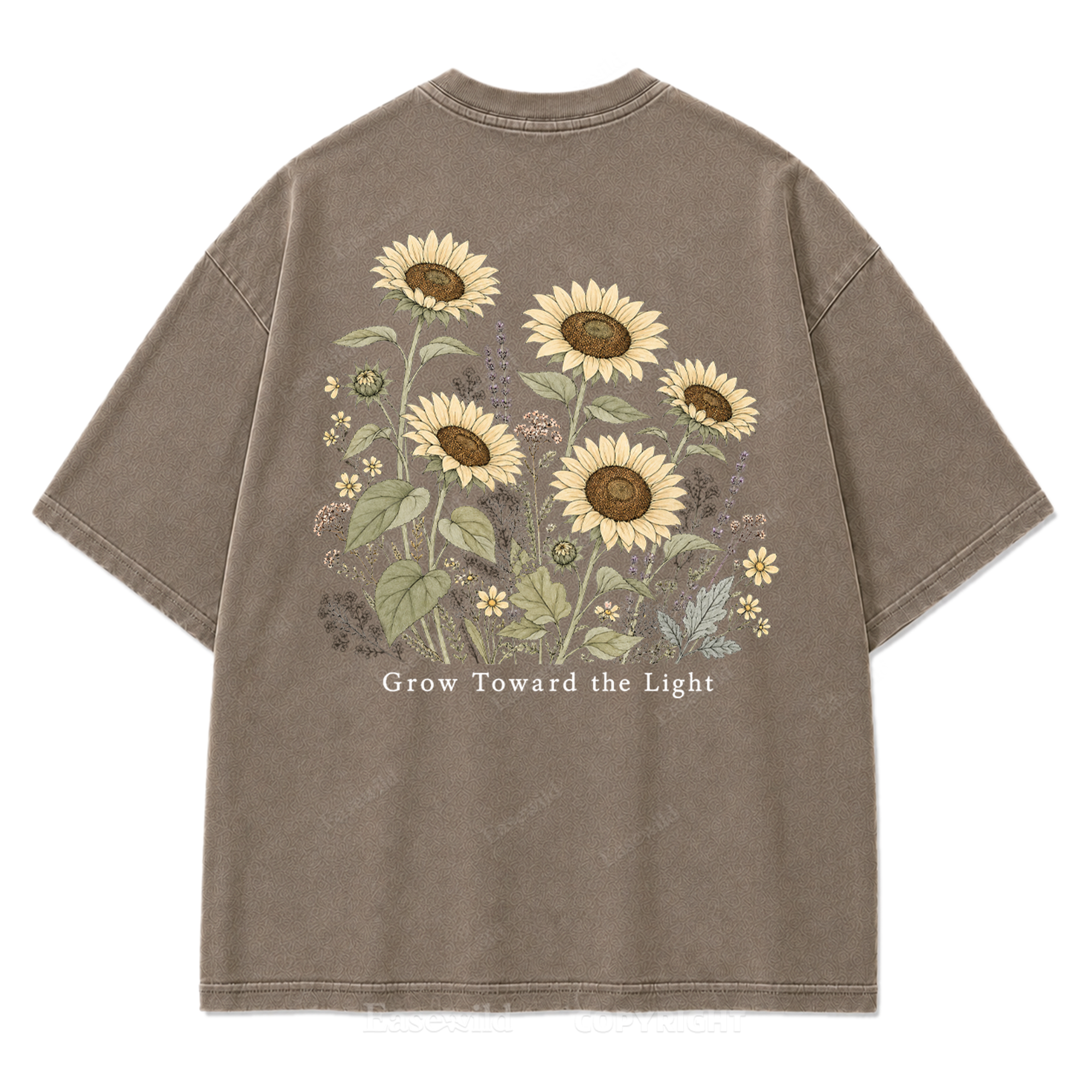 T-Shirt mit gewaschenem „Grow Toward the Light“-Print